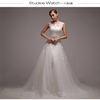 Beaded Vintage Lace illusion neckline Wedding Dresses tulle with long trains