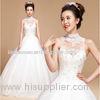 High Collar illusion neckline Princess Wedding Gowns with open back for Girls