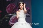Graceful Diamond Halter Neck Wedding Dresses with Sweep Train for Summer , spring , winter