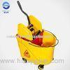 Commercial Plastic Double Bucket Mop Wringer Trolley 35L , Yellow