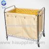 Efficient Rectangle Laundry Serving Trolley With Wheels / Hospital Laundry Carts