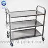 Three Tier Serving Carts On Wheels , Food Serving Trolley in Stainless Iron