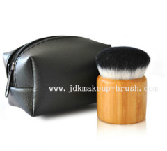 Black and White Kabuki Brush with Bamboo Handle