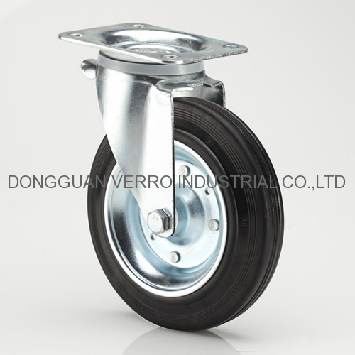 8 inches rubber wheel garbage container casters with swivel head