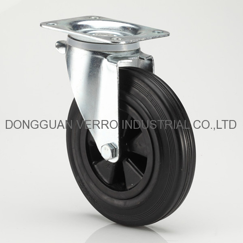 8 inches black rubber garbage container casters