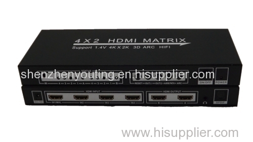 4x2 HDMI Matrix Amplifier Switch - Splitter with HIFI Audio for HDTV HDMI matrix switcher