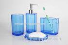 Blue Plastic 4 piece Bath Accessory Sets Square Toothbrush Holder