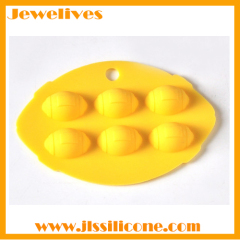 6 cavity rugby shape silicone ice cube tray