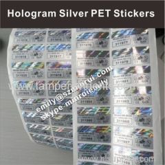 Embossed 3D Holographic Matte Silver PET Vinyl Labels As Your Products Brand Labels With Serials Numbers