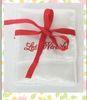 Wedding Favor Satin Drawstring Pouch , White Gift Bags With Red Ribbon