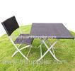 Square PE Wicker Steel Foldable Table With Chair Outdoor Rattan Set / Bistro Set