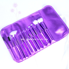 Purple makeup brush set