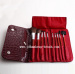 Rosewood handle makeup brush set