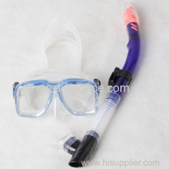 Tempered glass lens silicone diving mask and snorkel set