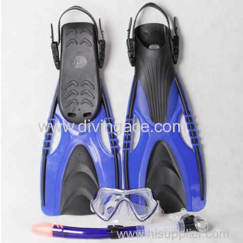 New silicone diving mask snorkel and fins set