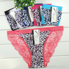 2014 New leopard laced cotton bikini panties lady brief stretch cotton short pants women underwear lingerie intimate hot