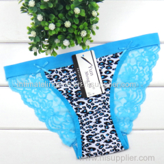 2014 New leopard laced cotton bikini panties lady brief stretch cotton short pants women underwear lingerie intimate hot