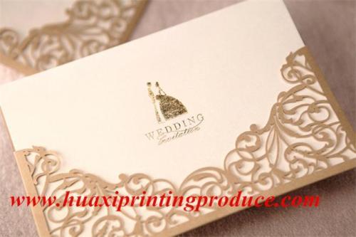 hollow out light golden weeding invitation cards