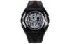 PU Band Daily Alarm Digital Wristwatch Stainless Steel Back Case
