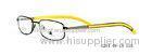 Unisex Metal Optical Frames For Women , Black And Yellow Color Rectangular