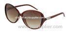 Retro Round Polarized Lens Reading Sunglasses For Women , Brown / Blue