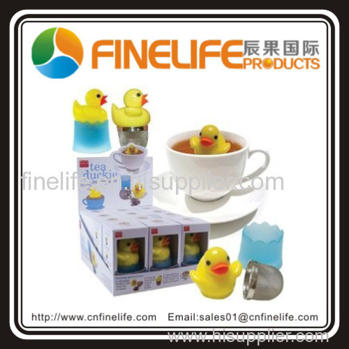 food grade plastic and stainless steel mesh Floating duck mesh tea infuser