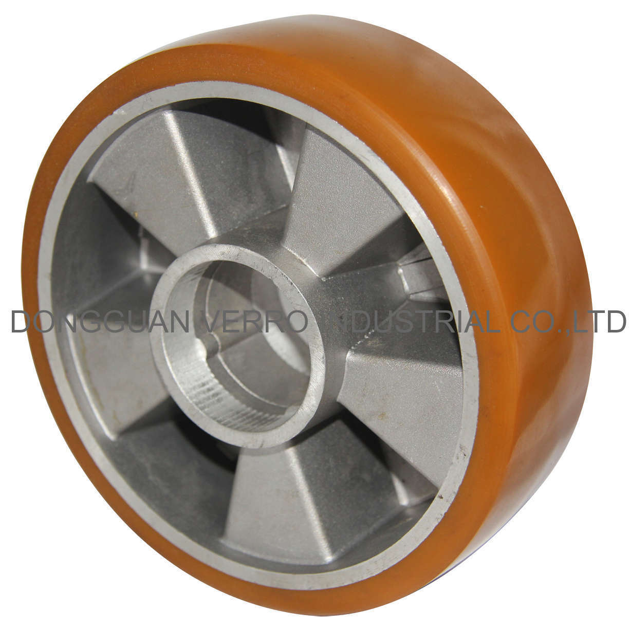 Wheels with thermoplastic polyurethane tread, with aluminum wheel center