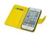 Yellow Leather Apple iPhone Protective Cases Shockproof Cell Phone Wallet Case