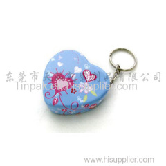 high quality metal heart tin case with key ring
