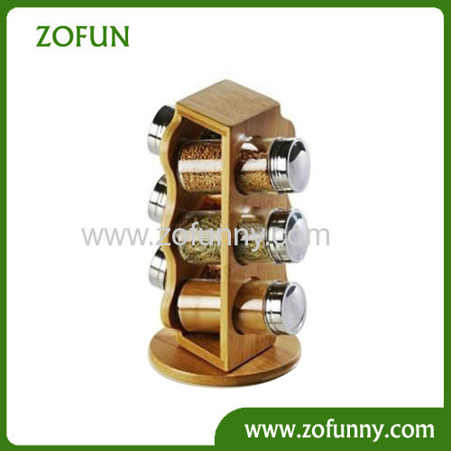 revolving bamboo spice rack