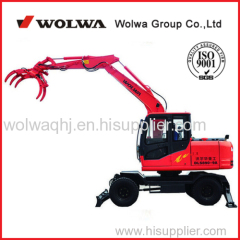 hydraulic 8 ton wheel excavator with bucket or grapple