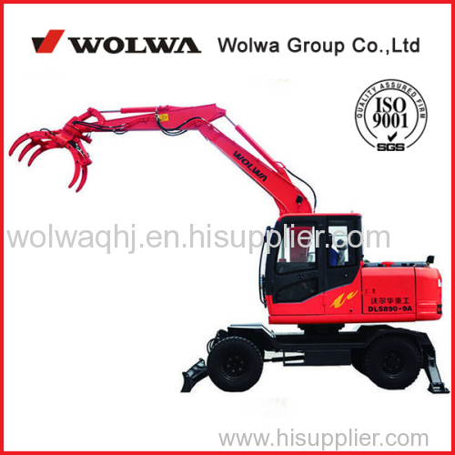 hydraulic 8 ton wheel excavator with bucket or grapple