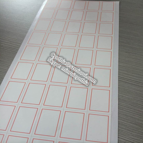 Small Square Blank with Red Border Destructible Vinyl Adhesive Label Sticker 