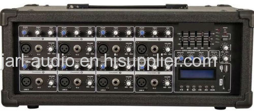 8 channel power cabinet mixer with USB and EQ