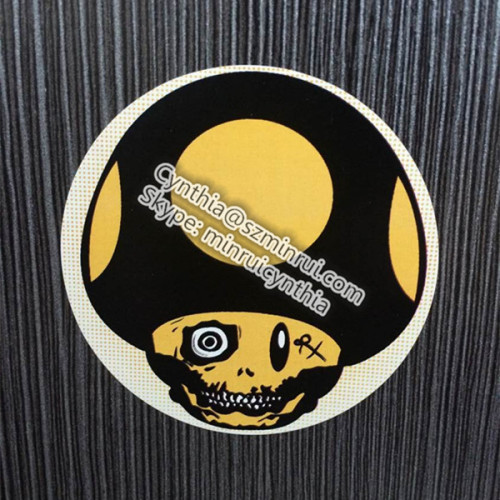 Custom Round Mushroom Destructible Vinyl Adhesive Eggshell Sticker