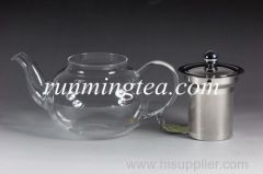 Borosilicate Glass Tea Pot with Stainless Steel Insert & Lid