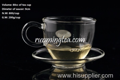Borocilicate Western Style Tea Cup with Glass Saucer