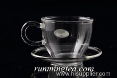 Borocilicate Western Style Tea Cup with Glass Saucer