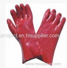 M Red Safety Tear Resistance Interlock Liner PVC Coated Gloves with Knit Wrist