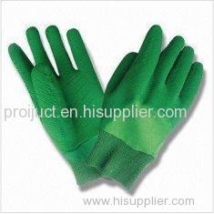 Crinkle Finished Safety Working Green Latex Coated Industrial Protective Gloves