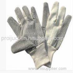 XL OEM Poly / Cotton Hand Gloves with Black PVC Dots Palm for Automotive Manufacturing