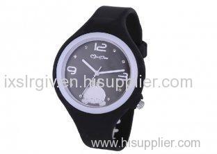 Black Silicone Jelly Watch Large Face Watch with Silicone Jelly Link Band for Boy and Man