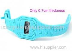 Custom Water Resistant 10 m or 30 m Blue Silicone Promotion Gift Ultra Thin Digital Watch