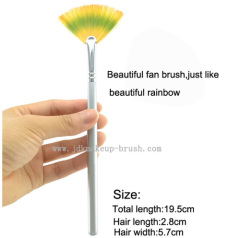 Colorful Mini Fan Brush with Silver Handle