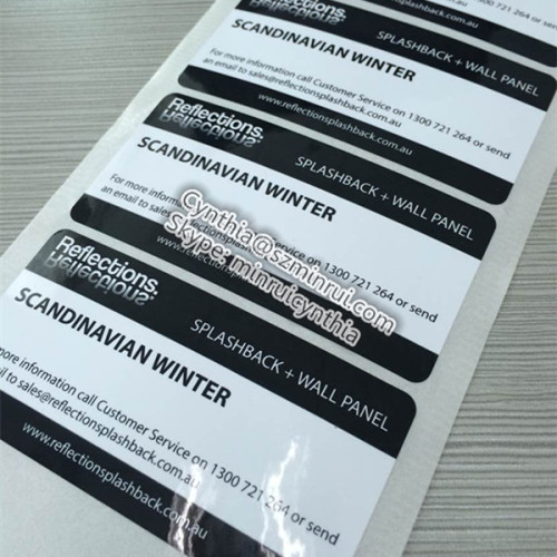 Custom Black and White PET Waterproof Oilproof Glossy Adhesive Company Information Printing Label 