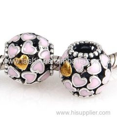 Sterling Silver Gold Plated Abundance of Love with Pink Enamel Beads Made by High Skilled Worker
