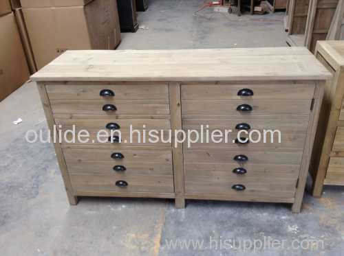 152x51x91cm The old fir 3 Drawer 1 door cabinet