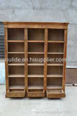 Old fir 3 drawer high bookcase