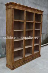 Old fir 3 drawer high bookcase