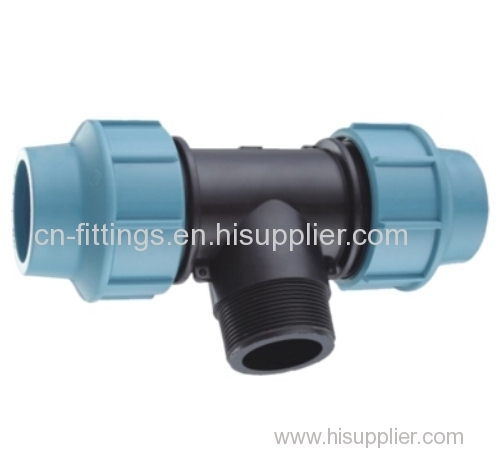 pp male thread tee compression pipe fittings